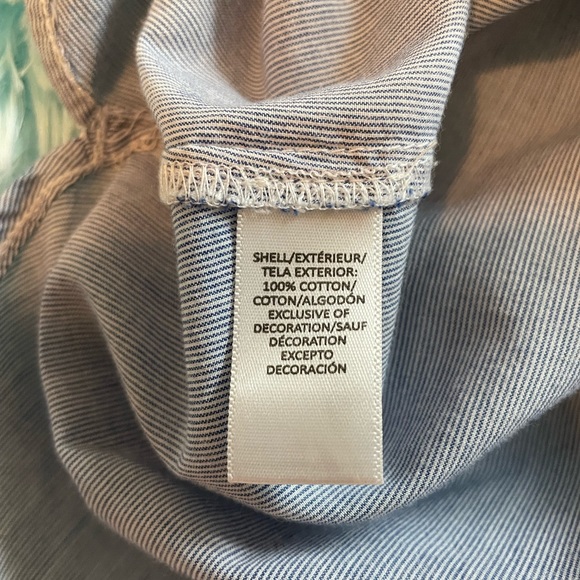 LOFT Ticking Cotton Embroidered Blouse Size Medium - Picture 4 of 4